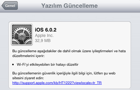 iOS 6.0.2 Güncellemesi Çıktı